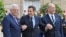 Palestinian President Abbas, French President Sarkozy, and Isreali Prime Minister Olmert (left to right) at Elysee Palace on July 13