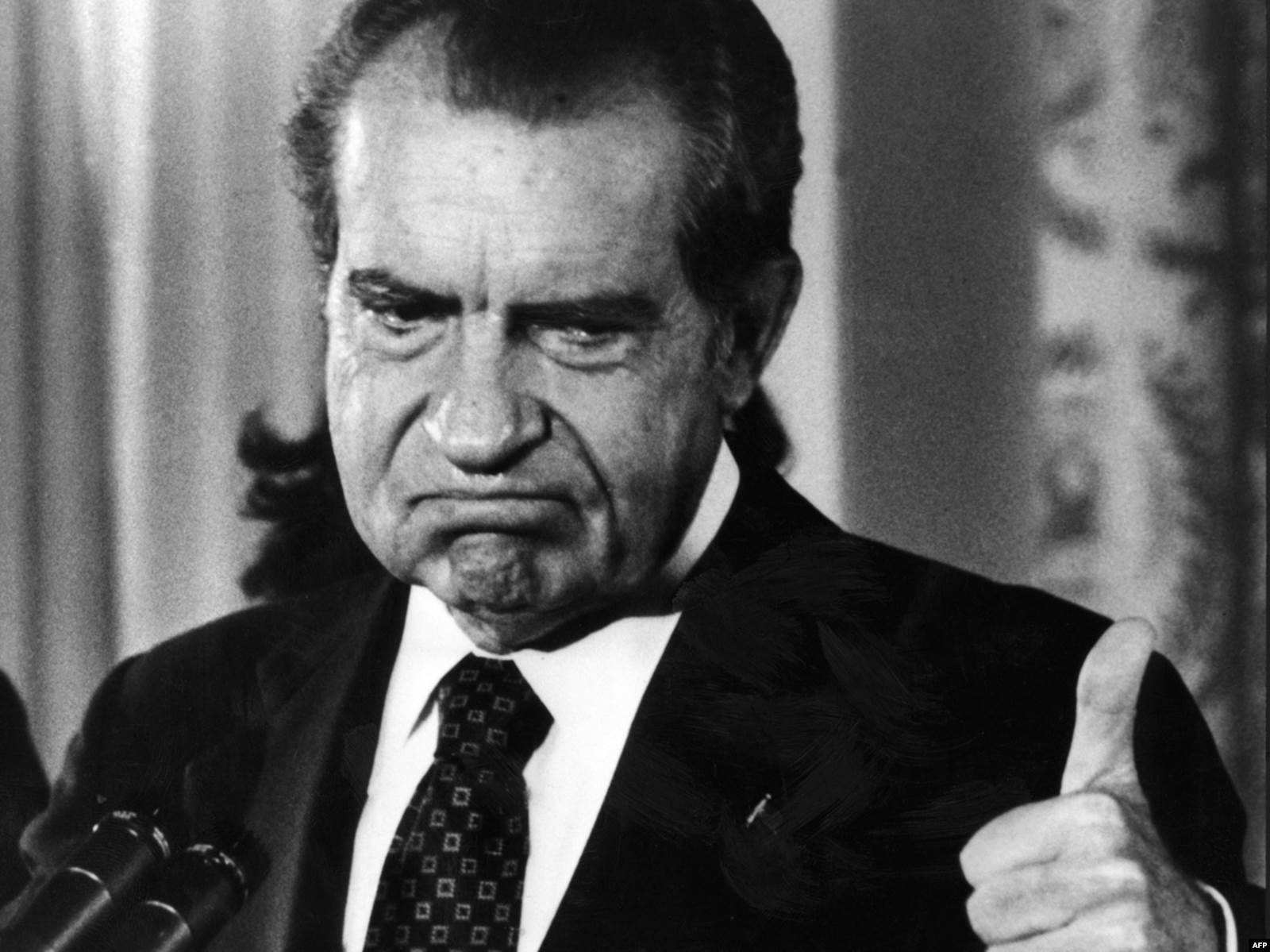 Richard Nixon tokom konferencije na kojoj je najavio svoju ostavku nakon afere Watergate, 09. avgust 1974.