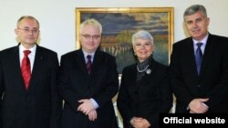 Predsjednik HZZ 1990 Božo Ljubić, predsjednik Hrvatske Ivo Josipović, premijerka Hrvatske Jadranka Kosor i predsjednik HDZBiH Dragan Čović tijekom susreta u Zagrebu, 12. januara 2011