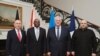 (From left to right) British Defense Minister John Healey, British Foreign Secretary David Lammy, Ukrainian Foreign Minister Andriy Sybiha, and Ukrainian Defense Minister Rustem Umerov after talks in London on April 23, 2025.
