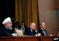 Hassan Rouhani, Vladimir Putin i Recep Tayyip Erdogan u Sočiju, februar 2019.