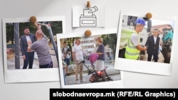 Колаж од фотографии со политичари на средби со граѓани пред кампањата за Локални избори