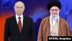 Коллаж: Владимир Путин и Али Хаменеи