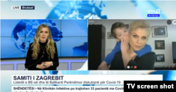 RSE dopisnica Tuhina tokom prenosa uživo kada se u kadru pojavio njen sin