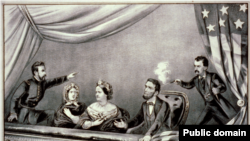 Litografija koja prikazuje ubistvo Abrahama Linkolna u pozorištu u Vašingtonu