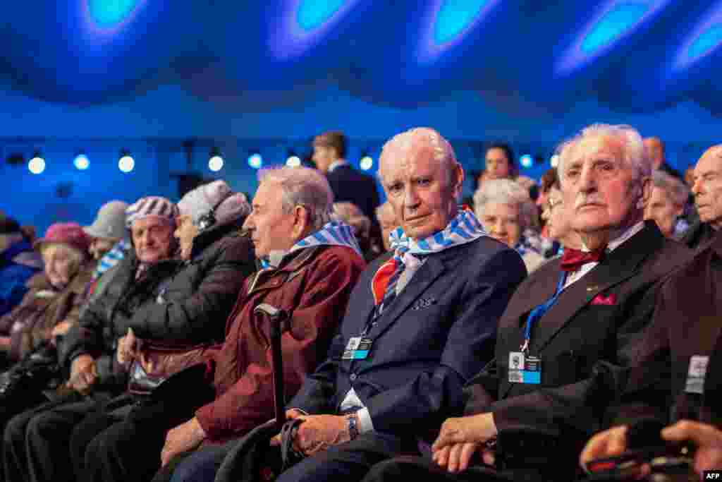 Официальная церемония в Освенциме в память об освобождении лагеря 75 лет назад. Аушвиц-Биркенау был самым большим, но не единственным лагерем смерти в Европе. Всего же нацисты устроили более 40 тысяч гетто, концентрационных лагерей и лагерей смерти для изоляции и уничтожения еврейского народа. В приговорах Нюрнбергского трибунала над нацистским командованием закреплены данные: 6 миллионов погибших в Холокосте.  