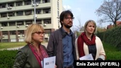 Antonija Potočki, Matej Iscra i Tea Vidović sa izvještajem ispred Ministarstva unutarnjih poslova Hrvatske