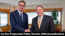 Predsjednik Srbije Aleksandar Vučić sa američkim državnim sekretarom Mikeom Pompeom