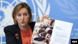 Mary Wareham, iz Human Rights Watcha govori tokom konferencije za štampu o kasetnoj municiji u sedištu UN-a u Ženevi, september 2016.