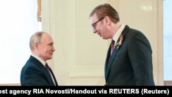 Vladimir Putin, predsednik Rusije, i Aleksandar Vučić, predsednik Srbije - susret u Moskvi, prvi nakon početka ruske invazije na Ukrajinu pre nešto više od tri godine.