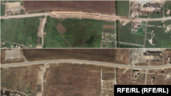 2021 წლის აგვისტოს (ზემოდან) და 2022 წლის აპრილის (ქვემოთ) სატელიტური სურათები აჩვენებს ახლად გათხრილ საფლავებს, უკრაინის საპორტო ქალაქ მარიუპოლის გარეუბანში.