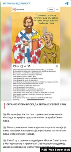 Objava sa Telegram kanala Istočna budućnost