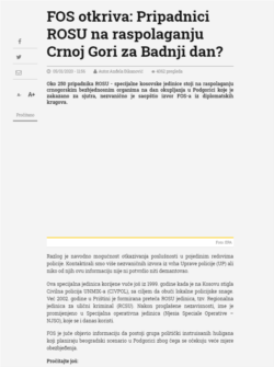 Primjer lažne vijesti FOS-a