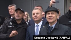 Aleksanda Bocan-Harčenko (prvi s desna), ambasador Rusije u Srbiji, sa gostima iz Rusije, prilikom obilaska Srpsko-ruskog humanitarnog centra u Nišu, 14. februara 2020.