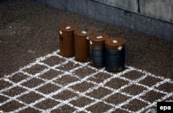 Контейнери з радіоактивними речовинами у сховищі на ЧАЕС