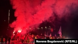 Пречек на студентите во пресрет на комеморативниот собир во Нови Сад