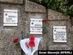 Cveće na spomeniku Žarku Marinoviću na 89-u godišnjicu njegove smrti, 4. april 2025.