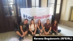 Studneti tokom prethodnog protesta u holu Rektorata u Beogradu, 19. jul 2019.