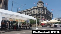 Blokada raskrsnice ispred Vlade Srbije, 13. jun 2025. 