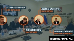 Nine people in all have detained or implicated in an embezzlement scandal of money earmarked for border defenses in the Kursk region. Roman Starovoit was Kursk's governor before joining Putin's Cabinet as transport minister. 
