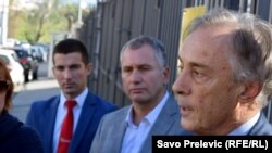 Lideri Ujedinjene reformske akcije (URA), Demosa i Demokratske Crne Gore, Žarko Rakčević, Miodrag Lekić i Aleksa Bečić, oktobar 2015.