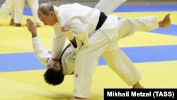 Predsjednik Rusije Vladimir Putin tokom treninga sa džudo reprezentacijom Rusije, 2019. godina