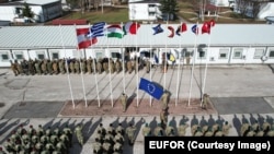 Pripadnici snaga Evropske unije (EUFOR) u bazi Butmir u Sarajevu, tokom primopredaje komande 28. januara 2025. godine.