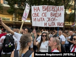 Protesta e organizuar nga studentët në Beograd, më 28 qershor 2025.