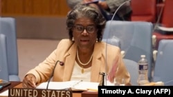 Američka ambasadorica pri UN-u Linda Thomas-Greenfield obećala je da su Sjedinjene Države i drugi "glasovi ujedinjeni u pozivu Rusima da objasne svoje poteze", 16. august 2021.