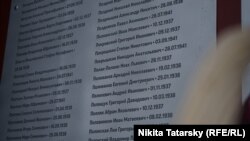 "კომუნარკაზე" აღმართულ ხსოვნის კედელზე ამოტვიფრული რეპრესირებულთა სახელები და გვარები