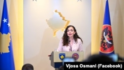 Predsednica Kosova Vjosa Osmani na konferenciji za novinare 9. septembra 2025.