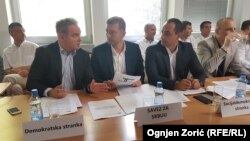Zoran Lutovac (DS), Nebojša Zelenović (SzS) i Aleksandar Ivanović (SDS)