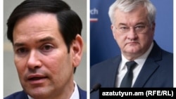 აშშ-ის სახელმწიფო მდივანი მარკო რუბიო და უკრაინის საგარეო საქმეთა მინისტრი ანდრიი სიბიჰა(მარჯვნივ)