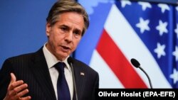 Američki državni sekretar Antony Blinken na brifingu za novinare nakon sastankaministara vanjskih poslova NATO-a u sjedištu Alijanse u Briselu, 24. mart 2021.