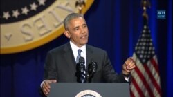 Барак Обама обращается к своей жене и семье Барак Обама обращается к своей жене и семье