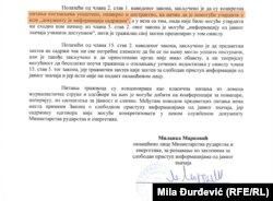 Odgovor Ministarstva rudarstva i energetike na upit RSE (20. april 2018.)