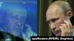Президенты Турции и России - Реджеп Эрдоган и Владимир Путин