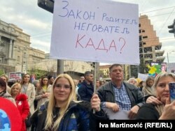 Tamara Marković na protestu u Beogradu, 2. april 2025.