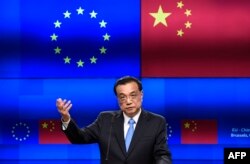 Kineski premijer Li Kećijang govorio je nakon samita EU i Kine u Briselu u aprilu 2019.
