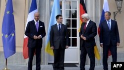 Лоран Фаб’юс, Павло Клімкін, Франк-Вальтер Штайнмаєр і Сергій Лавров (л -> п), архівне фото