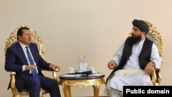 Мулоқоти раиси КДАМ-и Тоҷикистон Саймуъмин Ятимов бо Юсуф Вафо, волии Балхи Афғонистон. Шаҳри Душанбе, 23 октябри соли 2025.