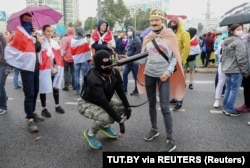 На мирном протесте против результатов выборов президента Беларуси и инаугурации Александра Лукашенко, 26 сентября 2020 года