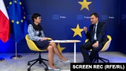 Марта Кос, евро-комесарка за проширување на интервју со Рикард Јозвиак, новинар на РСЕ