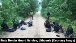 Нелегальные мигранты из Беларуси, задержанные литовскими пограничниками