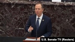 House Intelligence Committee Chairman Adam Schiff delivers an opening argument in the U.S. Senate impeachment trial of President Donald Trump.