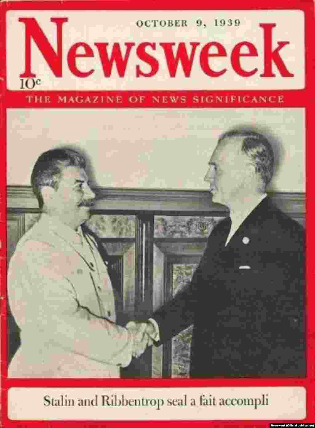 Stalin and von Ribbentrop on the cover of "Newsweek" on October 9, 1939