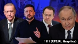Коллаж: Эрдоган, Зеленский, Мединский, Путин