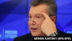 Віктор Янукович на пресконференції в Москві, лютий 2019 року