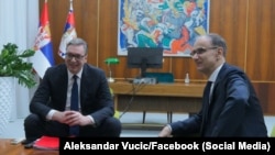 Sastanak predsednika Srbije Aleksandra Vučića, i novoizabranog premijera Đorđa Macuta, 16. aprila 2024. u Beogradu, kada je izglasano poverenje Vladi na čelu sa Macutom.