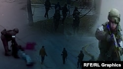 Militari ruși, surprinși de camere de supraveghere, în timpul operațiunilor de la Bucea, în martie 2022.